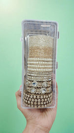 Magic Side Bangle Set Combo Box of Vibrant & Trendy Designs STONE KADA / KUNDAN COPPER KADA /MOTI BANGLES