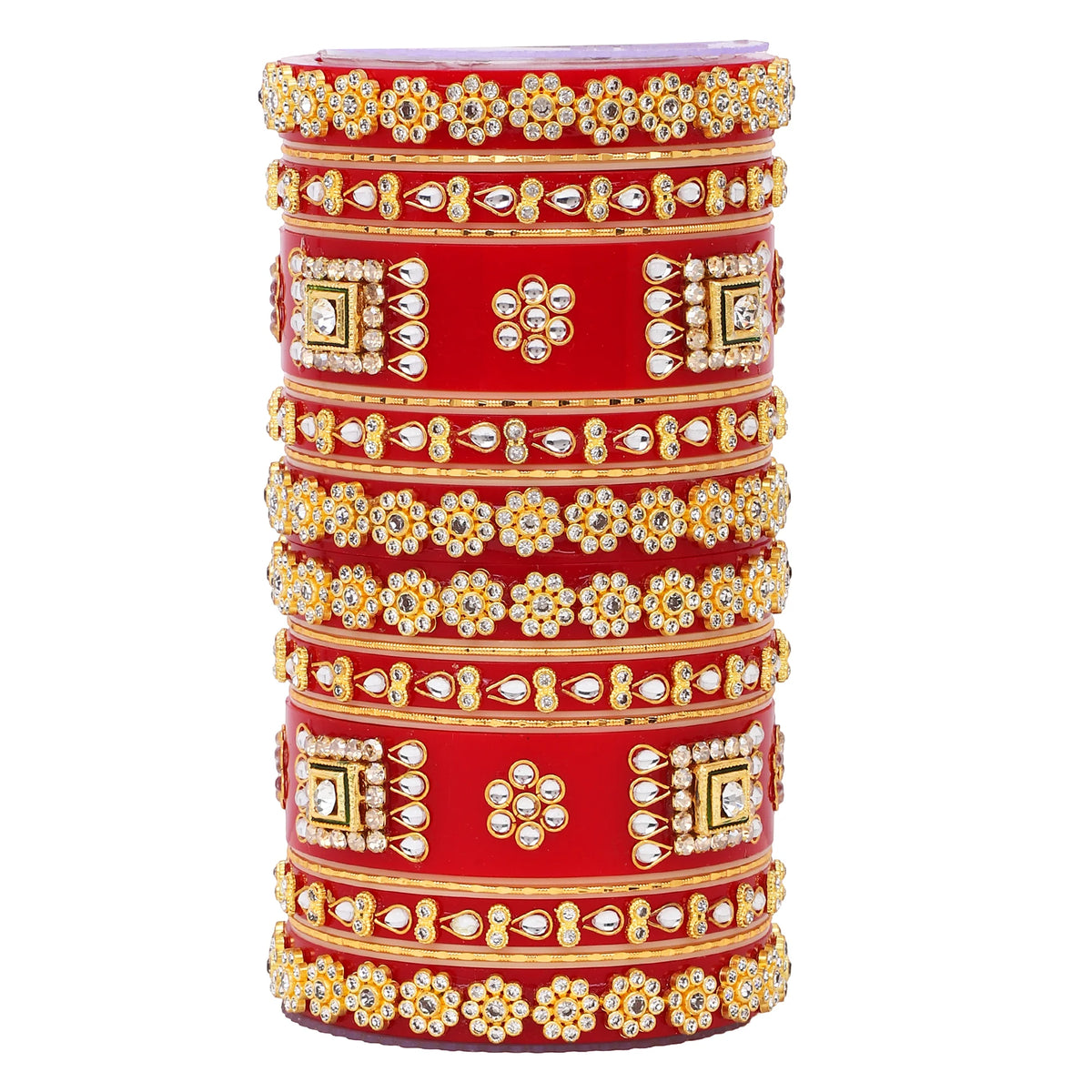 Rajwadi Bridal Chura with Pearl Kada | Royal Wedding Bangles Set | Traditional Indian Bridal Jewelry - Libasaa.com