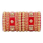 Rajwadi Bridal Chura with Pearl Kada | Royal Wedding Bangles Set | Traditional Indian Bridal Jewelry - Libasaa.com