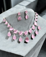 Indian Cubic Zirconia Bridal Jewellery Set, AD Necklace Earrings, Cz Earring, AD Necklace, Wedding Jewelry CZ, CZ Necklace - Libasaa.com