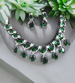 Indian Cubic Zirconia Bridal Jewellery Set, AD Necklace Earrings, Cz Earring, AD Necklace, Wedding Jewelry CZ, CZ Necklace - Libasaa.com