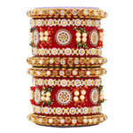 Rajwadi Chura with Pearl Kada | Royal Bridal Bangles Set - Libasaa.com