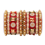 Rajwadi Chura with Pearl Kada | Royal Bridal Bangles Set - Libasaa.com