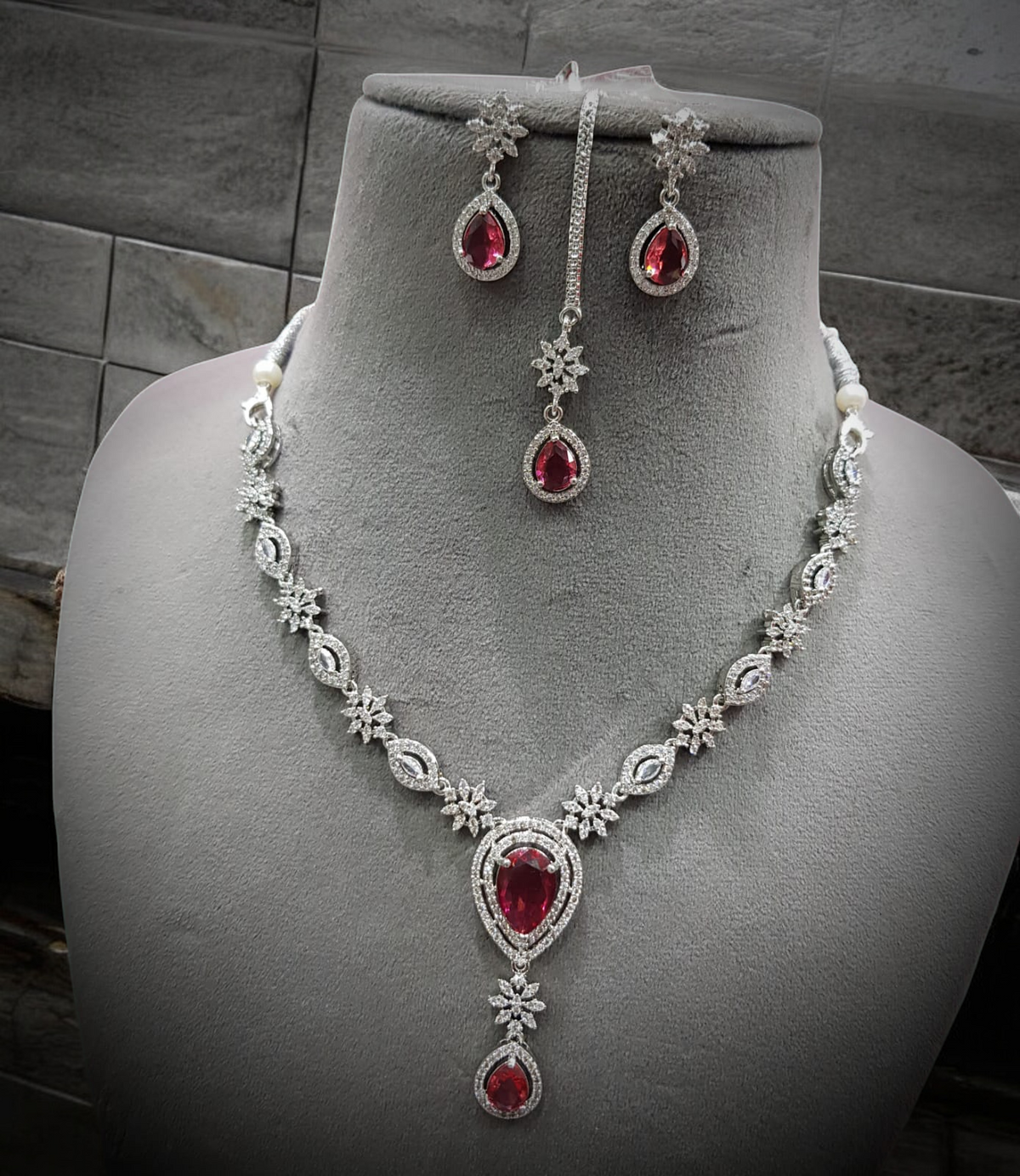 Bridal Wedding Necklace Maangtika Earring Set, Indian Jewelry Set, Bridal Necklace, Maangtika, Wedding Earrings, Bollywood Jewellery Set - Libasaa.com