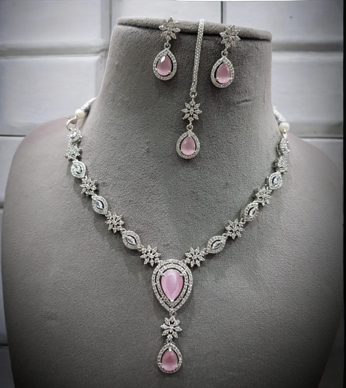 Bridal Wedding Necklace Maangtika Earring Set, Indian Jewelry Set, Bridal Necklace, Maangtika, Wedding Earrings, Bollywood Jewellery Set - Libasaa.com