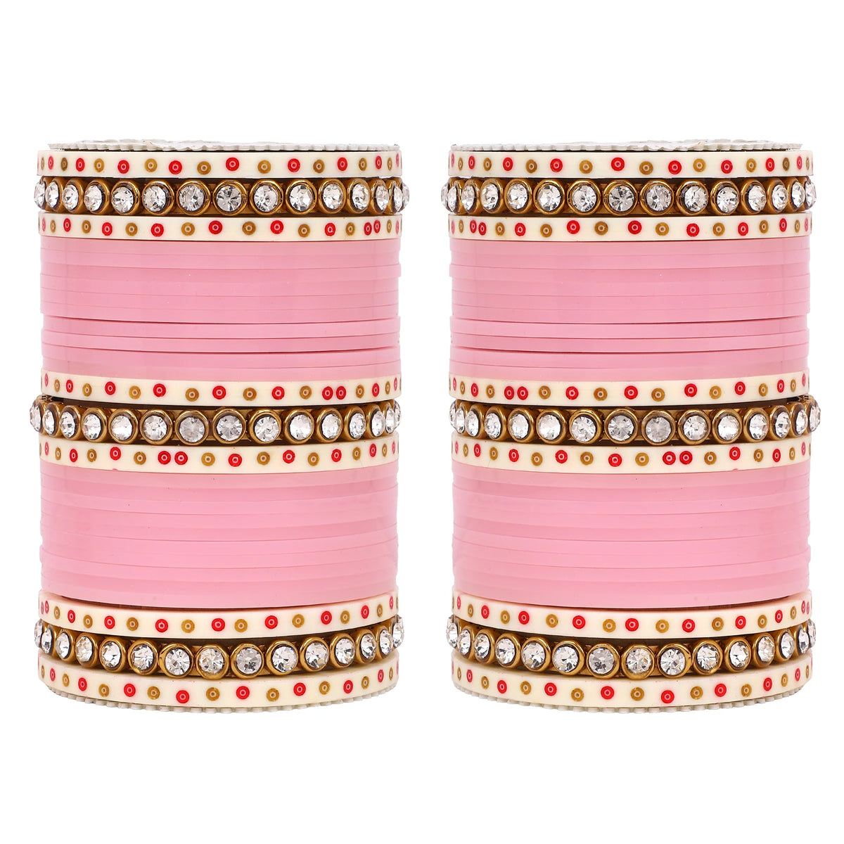 Traditional Bridal Chura with Stone Kada | Punjabi Wedding Bangles Set | Indian Bridal Jewelry - Libasaa.com