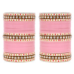 Traditional Bridal Chura with Stone Kada | Punjabi Wedding Bangles Set | Indian Bridal Jewelry - Libasaa.com