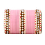 Traditional Bridal Chura with Stone Kada | Punjabi Wedding Bangles Set | Indian Bridal Jewelry - Libasaa.com