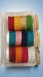 Traditional Kundan & Lariya Moti Kada Combo Box Thread Bangles Set