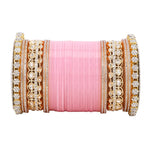 Bridal Chura with Rich Colours & Stone Pacheli Kada | Traditional Punjabi Wedding Bangles Set - Libasaa.com