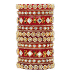 Rajwadi Chura with Pearl Kada | Traditional Indian Bridal Bangles Royal Wedding Bangles Set - Libasaa.com