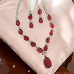 Bridal Jewelry American Diamond Necklace Set, Wedding AD jewelry, Pakistani CZ Earring, CZ Necklace, Bollywood AD Necklace, Indian CZ Jewellery Set - Libasaa.com