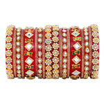 Rajwadi Chura with Pearl Kada | Traditional Indian Bridal Bangles Royal Wedding Bangles Set - Libasaa.com