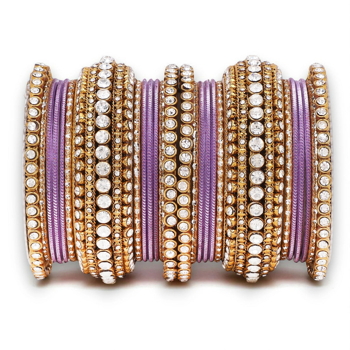 Stone Bangle Set with Shimmer Bangles | Traditional Party & Bridal Jewelry | Indian Wedding Bangles