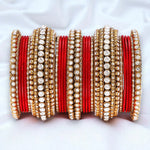Stone Bangle Set with Shimmer Bangles | Traditional Party & Bridal Jewelry | Indian Wedding Bangles