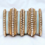 Stone Bangle Set with Shimmer Bangles | Traditional Party & Bridal Jewelry | Indian Wedding Bangles