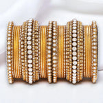 Stone Bangle Set with Shimmer Bangles | Traditional Party & Bridal Jewelry | Indian Wedding Bangles