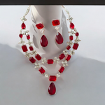 Elegant Wedding AD Necklace Earring set, Bridal AD Necklace, AD earring, CZ Necklace, Bollywood Jewelry Set, Pakistani AD Jewelry Set - Libasaa.com