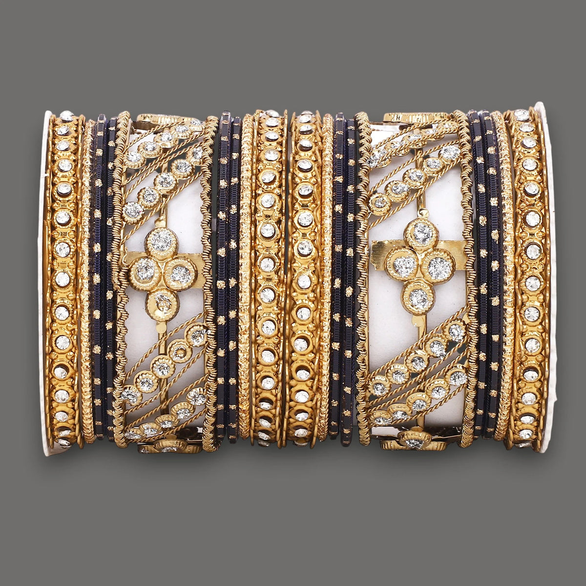Golden Dotted & Stone Bangle Set | Traditional Party Wear Bangles
