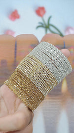 Premium Sparkling Multi-Row Diamond Cut Stone Bangles Gold & Silver Finish