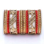 Golden Dotted & Stone Bangle Set | Traditional Party Wear Bangles