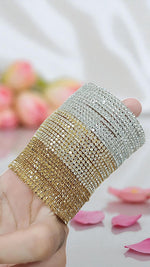 Premium Sparkling Multi-Row Diamond Cut Stone Bangles Gold & Silver Finish