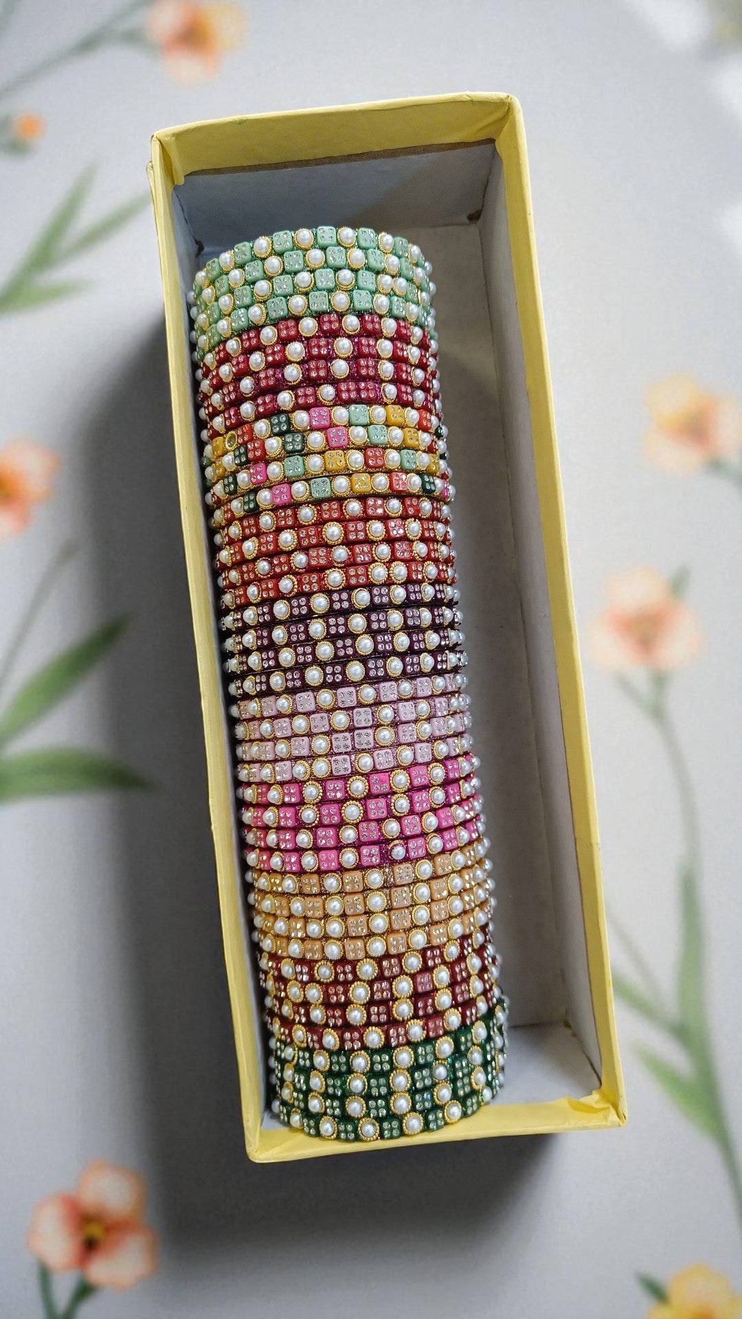 10 Set Plastic Bangles Combo Box Colorful Traditional Stackable Bangles for Women & Girls