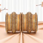 Luxurious Golden Dotted & Stone Bangle Set | Elegant Bridal & Partywear