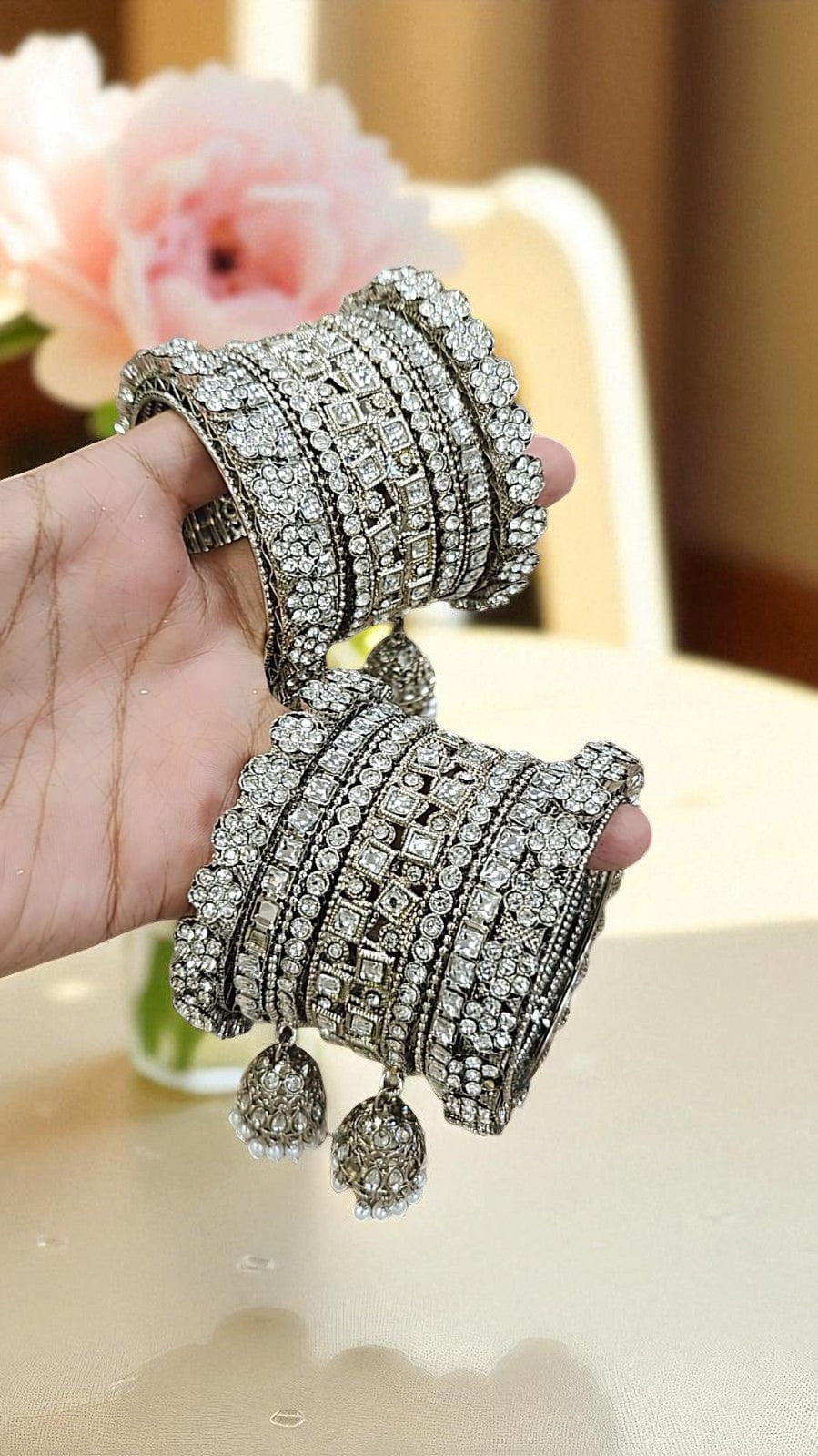 Antique Oxidised Silver Bangles Set Elegant Indian Style - Libasaa.com