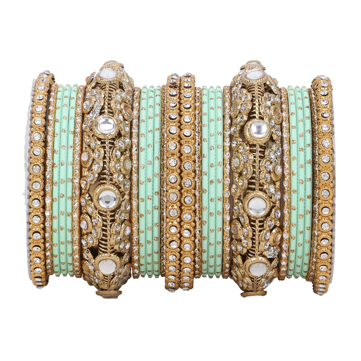 Luxurious Golden Dotted & Jaaliwork Bangle Set | Elegant Bridal & Festive Jewelry