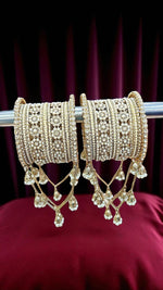 Beautiful Kalira Joint Latkan Bangles with Jhumki Bridal Stylish Gold Plated Kada Set - Libasaa.com