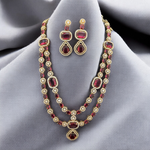 Bridal Cubic Zirconia AD Necklace Earrings Set, AD Necklace, CZ Earrings, Pakistani Bridal AD Jewelry Bridal CZ jewelry Set - Libasaa.com