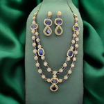 Bridal Cubic Zirconia AD Necklace Earrings Set, AD Necklace, CZ Earrings, Pakistani Bridal AD Jewelry Bridal CZ jewelry Set - Libasaa.com