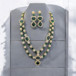 Bridal Cubic Zirconia AD Necklace Earrings Set, AD Necklace, CZ Earrings, Pakistani Bridal AD Jewelry Bridal CZ jewelry Set - Libasaa.com