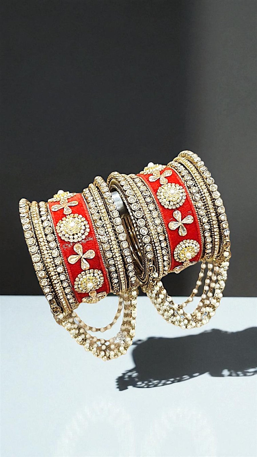 Royal Velvet Stone Jewelry Set with Matching Joint Jhumar Bangles – Bridal & Festive Elegance - Libasaa.com