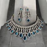 AD Necklace CZ Earrings Pakistani Jewelry Set, Pakistani AD Jewelry, Indian Bridal Jewelry, Bollywood AD Earrigns, Bridal Necklace Set - Libasaa.com