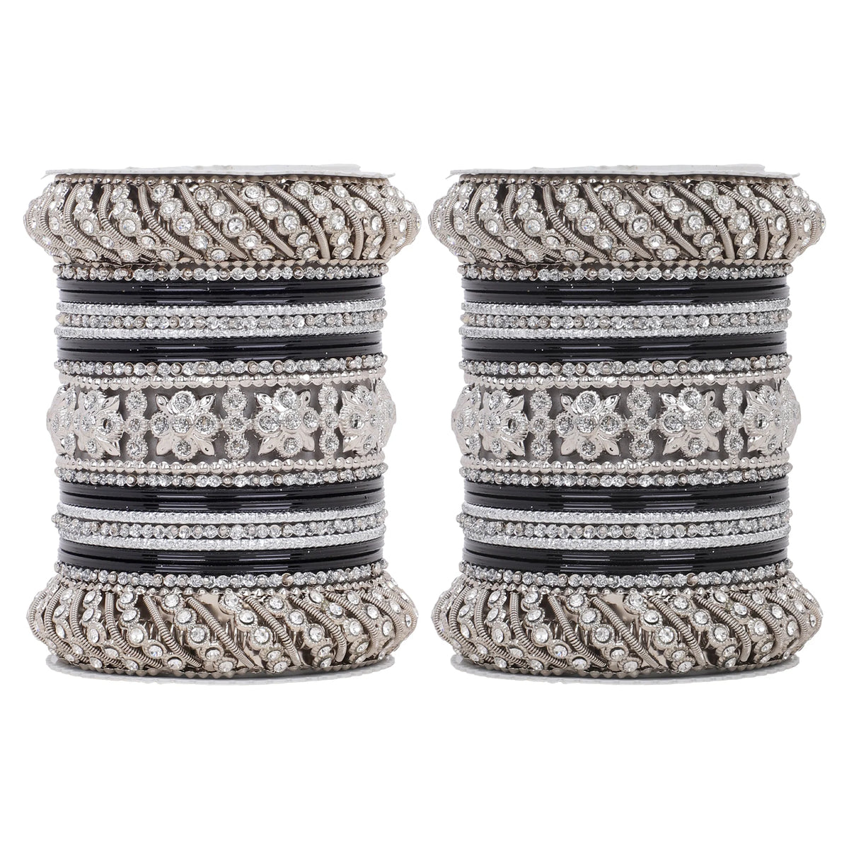 Silver Pacheli Bangle Set | Traditional Ethnic Jewelry for Weddings & Festivals