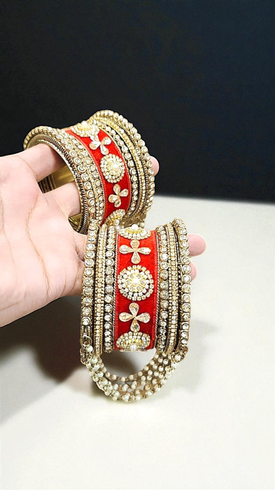 Royal Velvet Stone Jewelry Set with Matching Joint Jhumar Bangles – Bridal & Festive Elegance - Libasaa.com