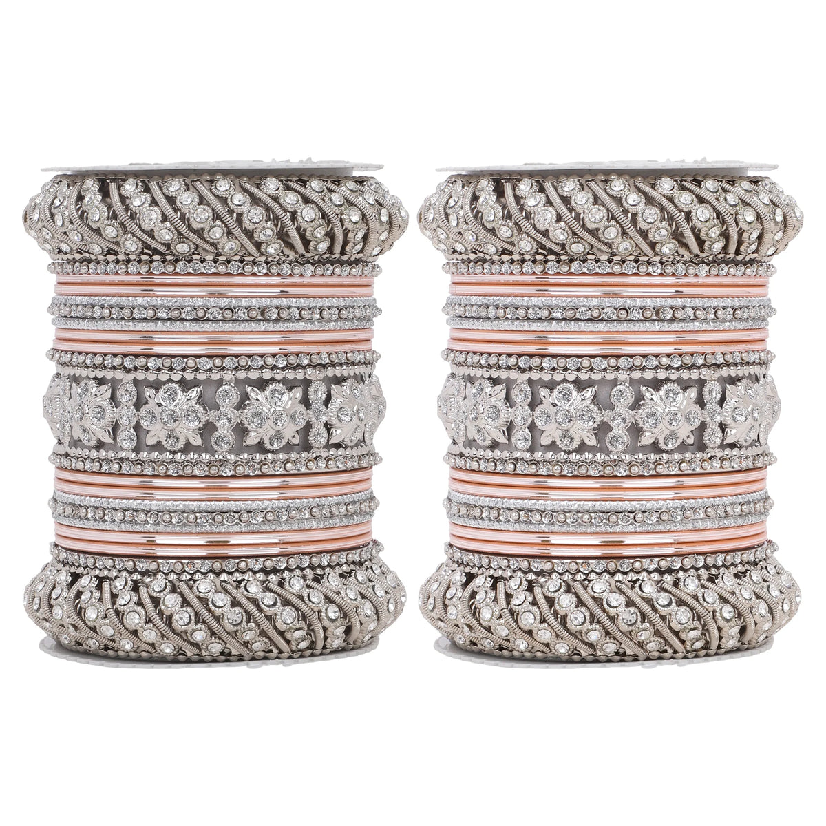 Silver Pacheli Bangle Set | Traditional Ethnic Jewelry for Weddings & Festivals