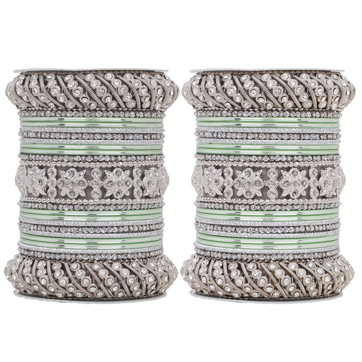 Silver Pacheli Bangle Set | Traditional Ethnic Jewelry for Weddings & Festivals