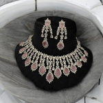 AD Necklace CZ Earrings Pakistani Jewelry Set, Pakistani AD Jewelry, Indian Bridal Jewelry, Bollywood AD Earrigns, Bridal Necklace Set - Libasaa.com