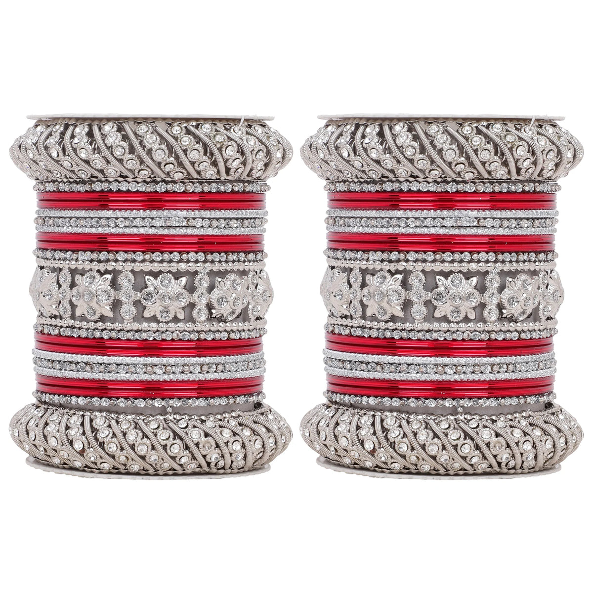 Silver Pacheli Bangle Set | Traditional Ethnic Jewelry for Weddings & Festivals