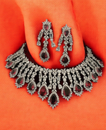 AD Necklace CZ Earrings Pakistani Jewelry Set, Pakistani AD Jewelry, Indian Bridal Jewelry, Bollywood AD Earrigns, Bridal Necklace Set - Libasaa.com