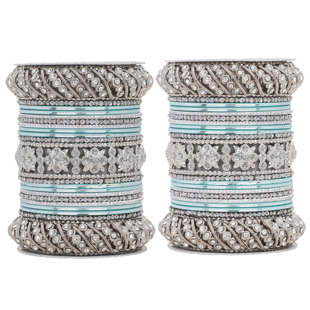 Silver Pacheli Bangle Set | Traditional Ethnic Jewelry for Weddings & Festivals