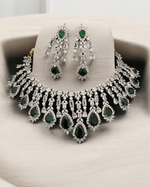 AD Necklace CZ Earrings Pakistani Jewelry Set, Pakistani AD Jewelry, Indian Bridal Jewelry, Bollywood AD Earrigns, Bridal Necklace Set - Libasaa.com