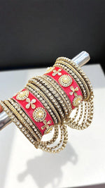 Royal Velvet Stone Jewelry Set with Matching Joint Jhumar Bangles – Bridal & Festive Elegance - Libasaa.com