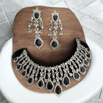 AD Necklace CZ Earrings Pakistani Jewelry Set, Pakistani AD Jewelry, Indian Bridal Jewelry, Bollywood AD Earrigns, Bridal Necklace Set - Libasaa.com