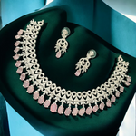 Indian CZ Choker Earrings Bridal Jewellery Set, Indian AD Choker, CZ earrings Set, Wedding AD Jewelry, Pakistani Jewelry Set - Libasaa.com