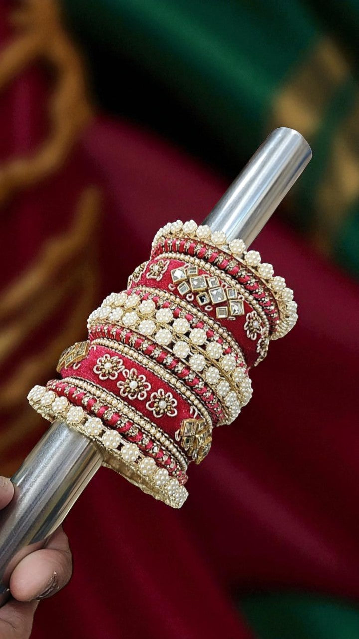Touch of Royalty Velvet Bangles Set Elegant Bridal & Festive Wear - Libasaa.com