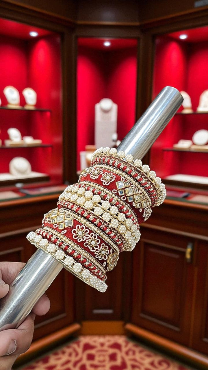 Touch of Royalty Velvet Bangles Set Elegant Bridal & Festive Wear - Libasaa.com